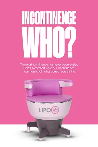 LIPO360 EMS Chair Can Help with Urinary Incontinence 2 Image of a urinary incontinence treatment seat Camberley