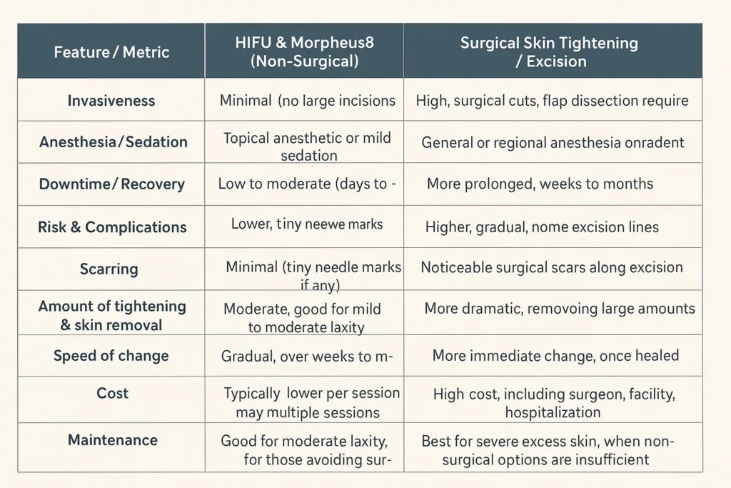 The Science of Skin Tightening 2 Table of skin tightening Camberley benefits compared to surgical options