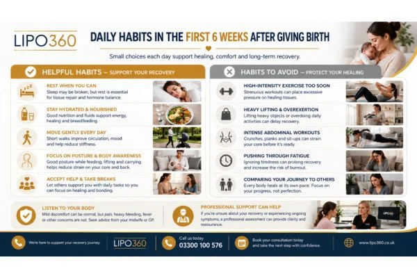 What to Do (and Avoid) in the First 6 Weeks After Giving Birth To Avoid Diastasis Recti 3 First 6 Weeks After Giving Birth To Avoid Diastasis Recti Camberley : Daily Habits in the First 6 Weeks After Giving Birth