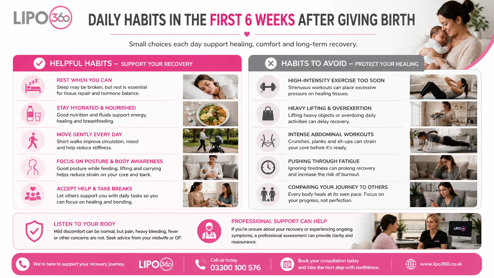 What to Do (and Avoid) in the First 6 Weeks After Giving Birth To Avoid Diastasis Recti 3 First 6 Weeks After Giving Birth To Avoid Diastasis Recti Camberley : Daily Habits in the First 6 Weeks After Giving Birth